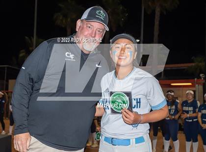 Thumbnail 1 in Otay Ranch vs. Mater Dei Catholic (CIF SDS D1 Softball Finals) photogallery.