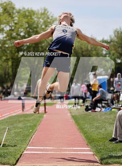 Thumbnail 3 in CHSAA Track & Field 3A Championships (Boys Long Jump) photogallery.