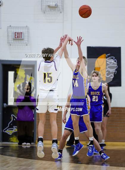 Thumbnail 3 in Merkel vs. Brock (UIL Basketball 3A Area Playoff) photogallery.