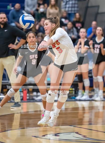 Thumbnail 3 in Francis Parker vs. Santa Fe Christian (CIF SDS D1 Girls Volleyball finals) photogallery.