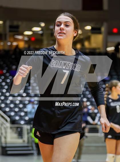 Thumbnail 3 in Crawford vs. Iola (UIL 2A Volleyball Final) photogallery.