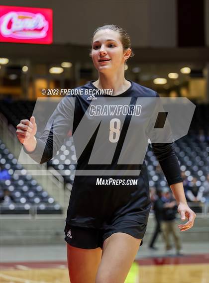 Thumbnail 1 in Crawford vs. Iola (UIL 2A Volleyball Final) photogallery.