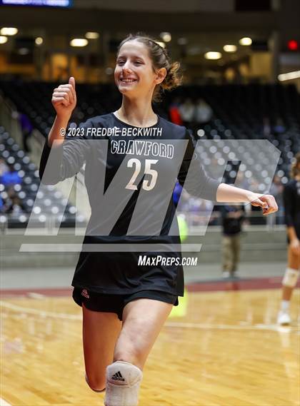 Thumbnail 3 in Crawford vs. Iola (UIL 2A Volleyball Final) photogallery.