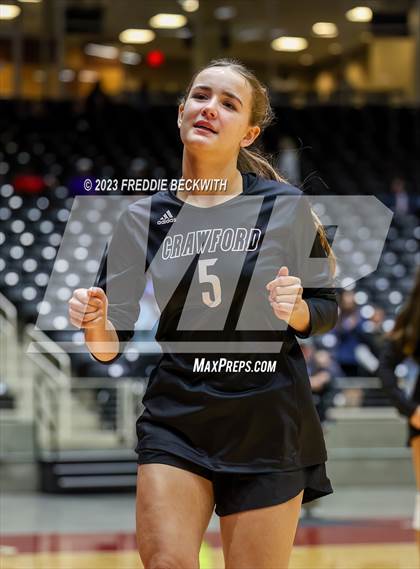 Thumbnail 1 in Crawford vs. Iola (UIL 2A Volleyball Final) photogallery.