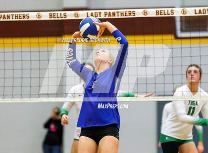 Thumbnail 3 in Tioga vs. Wolfe City (UIL 2A Volleyball Area Playoff) photogallery.