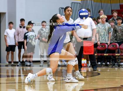 Thumbnail 3 in Tioga vs. Wolfe City (UIL 2A Volleyball Area Playoff) photogallery.