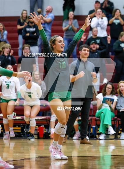 Thumbnail 2 in Tioga vs. Wolfe City (UIL 2A Volleyball Area Playoff) photogallery.