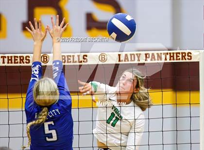 Thumbnail 2 in Tioga vs. Wolfe City (UIL 2A Volleyball Area Playoff) photogallery.