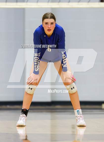 Thumbnail 2 in Tioga vs. Wolfe City (UIL 2A Volleyball Area Playoff) photogallery.