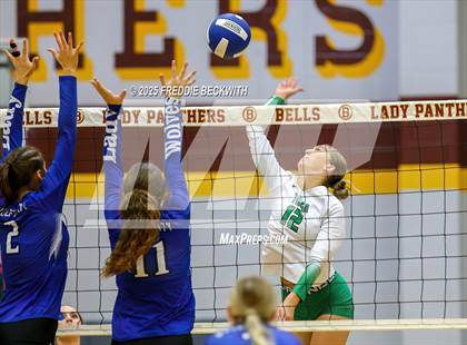 Thumbnail 2 in Tioga vs. Wolfe City (UIL 2A Volleyball Area Playoff) photogallery.