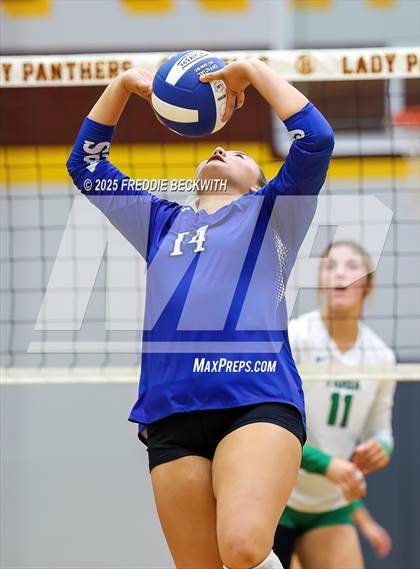 Thumbnail 1 in Tioga vs. Wolfe City (UIL 2A Volleyball Area Playoff) photogallery.