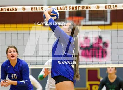 Thumbnail 3 in Tioga vs. Wolfe City (UIL 2A Volleyball Area Playoff) photogallery.