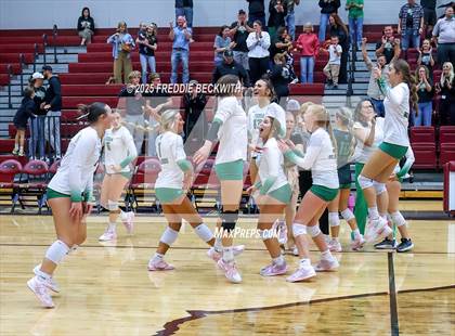 Thumbnail 2 in Tioga vs. Wolfe City (UIL 2A Volleyball Area Playoff) photogallery.