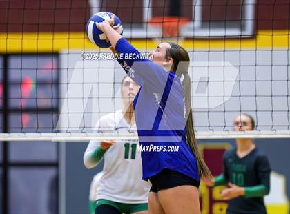 Thumbnail 3 in Tioga vs. Wolfe City (UIL 2A Volleyball Area Playoff) photogallery.