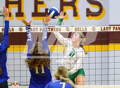 Thumbnail 3 in Tioga vs. Wolfe City (UIL 2A Volleyball Area Playoff) photogallery.