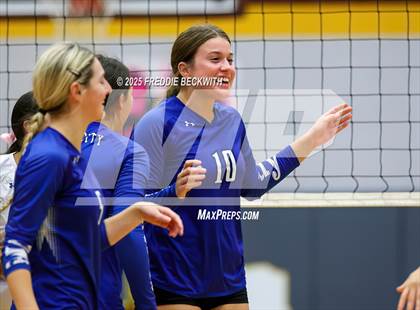 Thumbnail 2 in Tioga vs. Wolfe City (UIL 2A Volleyball Area Playoff) photogallery.