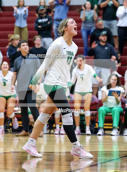 Thumbnail 2 in Tioga vs. Wolfe City (UIL 2A Volleyball Area Playoff) photogallery.