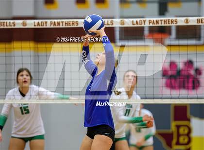 Thumbnail 2 in Tioga vs. Wolfe City (UIL 2A Volleyball Area Playoff) photogallery.