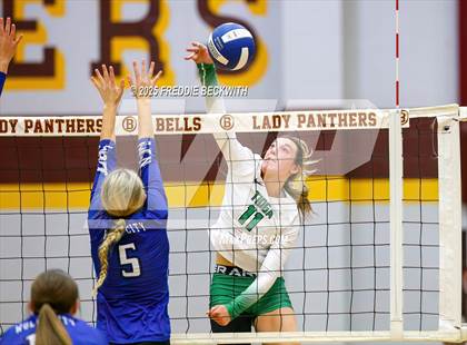 Thumbnail 1 in Tioga vs. Wolfe City (UIL 2A Volleyball Area Playoff) photogallery.