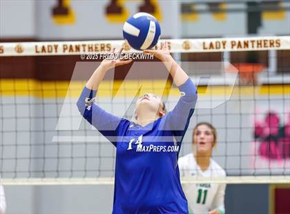 Thumbnail 3 in Tioga vs. Wolfe City (UIL 2A Volleyball Area Playoff) photogallery.