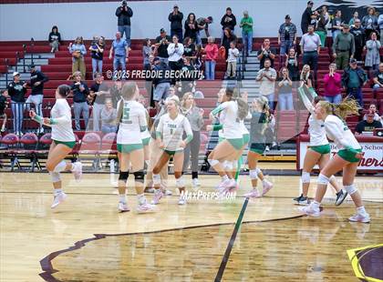Thumbnail 3 in Tioga vs. Wolfe City (UIL 2A Volleyball Area Playoff) photogallery.