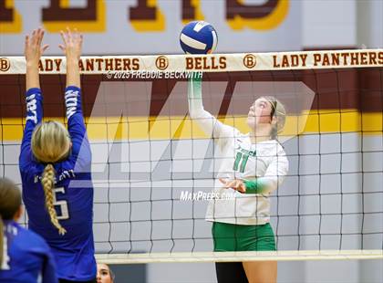 Thumbnail 3 in Tioga vs. Wolfe City (UIL 2A Volleyball Area Playoff) photogallery.