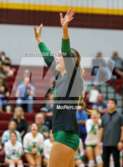 Thumbnail 1 in Tioga vs. Wolfe City (UIL 2A Volleyball Area Playoff) photogallery.