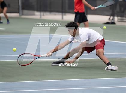 Thumbnail 3 in Tompkins vs Plano West (UIL 6A Boys Doubles State Quarterfinal) photogallery.