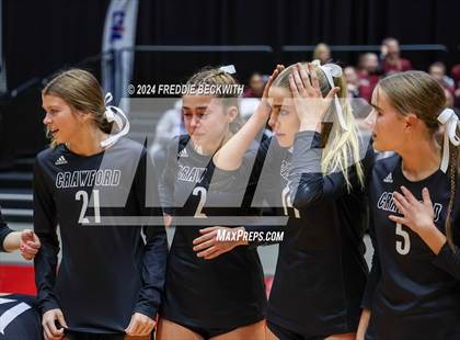 Thumbnail 3 in Iola vs. Crawford (UIL 2A Volleyball Division II Final) photogallery.