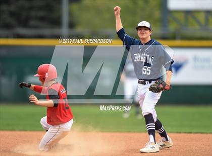 Thumbnail 1 in Cornerstone Christian Academy vs. Haxtun - (CHSAA 1A Semifinal) photogallery.