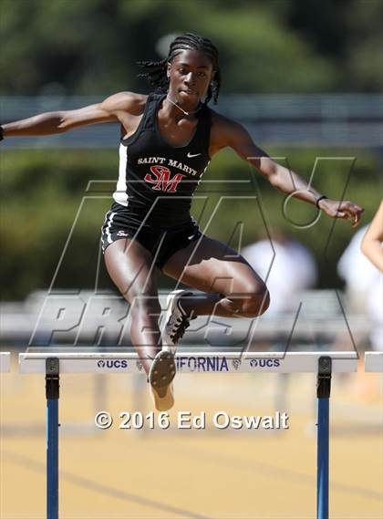 Thumbnail 1 in CIF NCS Masters Track and Field Championships (Girls 300 Meter Hurdles) photogallery.