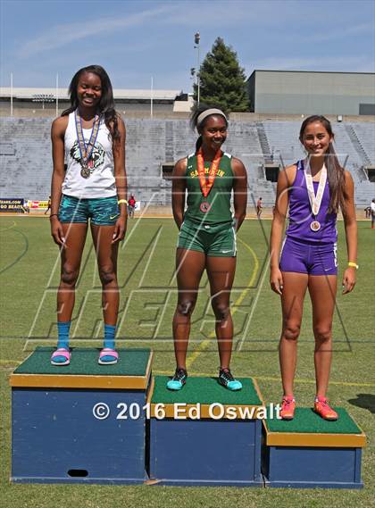 Thumbnail 3 in CIF NCS Masters Track and Field Championships (Girls 300 Meter Hurdles) photogallery.