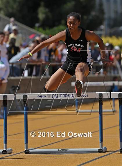 Thumbnail 1 in CIF NCS Masters Track and Field Championships (Girls 300 Meter Hurdles) photogallery.