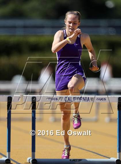 Thumbnail 3 in CIF NCS Masters Track and Field Championships (Girls 300 Meter Hurdles) photogallery.