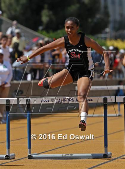 Thumbnail 2 in CIF NCS Masters Track and Field Championships (Girls 300 Meter Hurdles) photogallery.