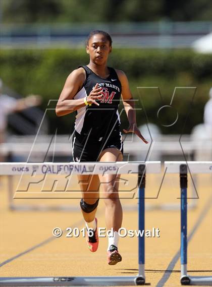 Thumbnail 2 in CIF NCS Masters Track and Field Championships (Girls 300 Meter Hurdles) photogallery.