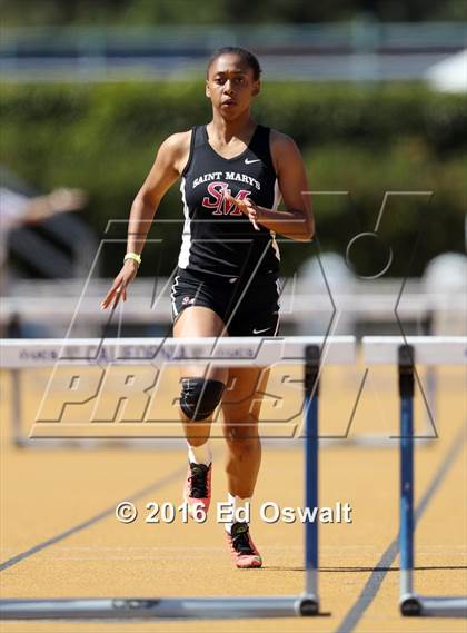 Thumbnail 1 in CIF NCS Masters Track and Field Championships (Girls 300 Meter Hurdles) photogallery.