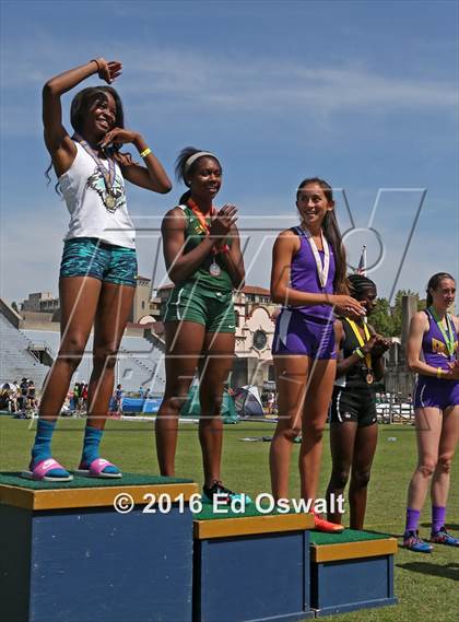 Thumbnail 2 in CIF NCS Masters Track and Field Championships (Girls 300 Meter Hurdles) photogallery.