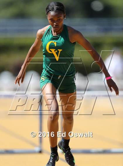 Thumbnail 2 in CIF NCS Masters Track and Field Championships (Girls 300 Meter Hurdles) photogallery.