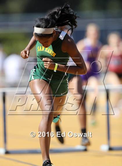 Thumbnail 2 in CIF NCS Masters Track and Field Championships (Girls 300 Meter Hurdles) photogallery.