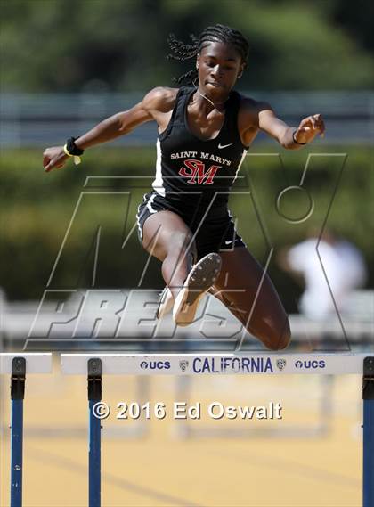 Thumbnail 3 in CIF NCS Masters Track and Field Championships (Girls 300 Meter Hurdles) photogallery.
