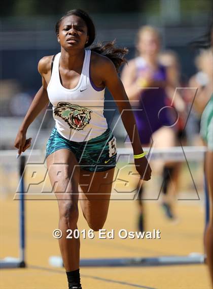 Thumbnail 2 in CIF NCS Masters Track and Field Championships (Girls 300 Meter Hurdles) photogallery.