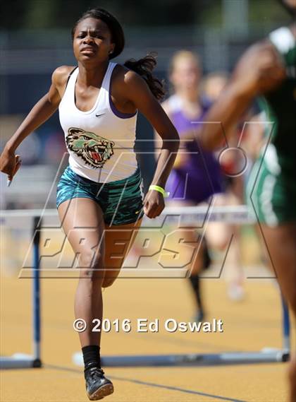 Thumbnail 1 in CIF NCS Masters Track and Field Championships (Girls 300 Meter Hurdles) photogallery.
