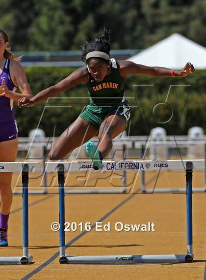 Thumbnail 3 in CIF NCS Masters Track and Field Championships (Girls 300 Meter Hurdles) photogallery.