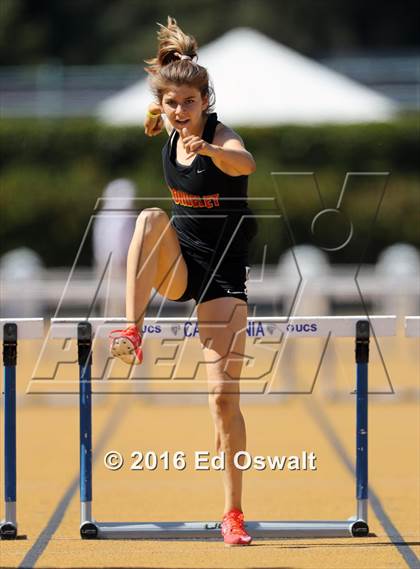 Thumbnail 1 in CIF NCS Masters Track and Field Championships (Girls 300 Meter Hurdles) photogallery.