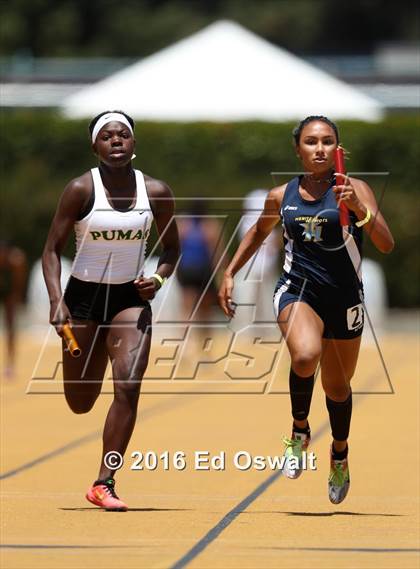 Thumbnail 1 in CIF NCS Masters Track and Field Championships (Girls 4x100 Meter Relay) photogallery.