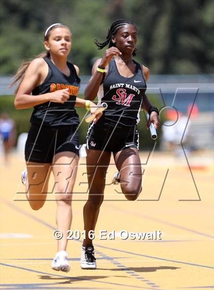 Thumbnail 3 in CIF NCS Masters Track and Field Championships (Girls 4x100 Meter Relay) photogallery.