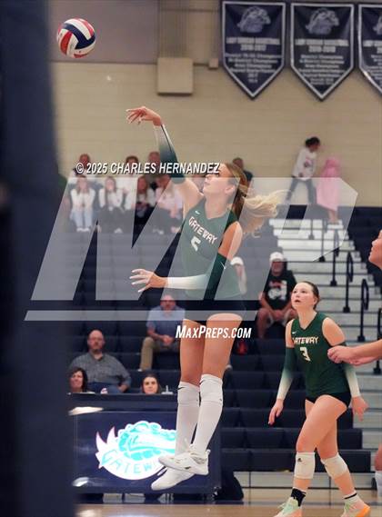 Thumbnail 3 in Gateway College Preparatory vs. Sealy (UIL 4A D2 Volleyball Area Playoff) photogallery.