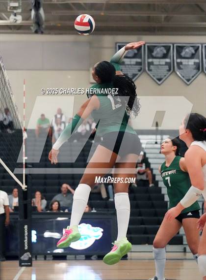 Thumbnail 3 in Gateway College Preparatory vs. Sealy (UIL 4A D2 Volleyball Area Playoff) photogallery.