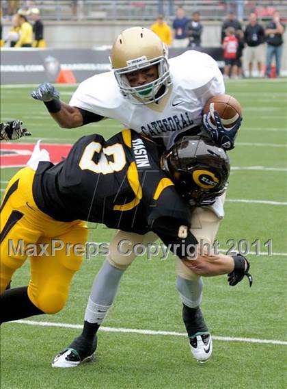 Thumbnail 1 in Indianapolis Cathedral vs. Centerville (Kirk Herbstreit National Kickoff Classic) photogallery.
